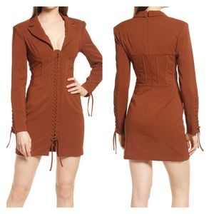 NWT LAVISH ALICE Lace Up Corset Blazer Dress 8 Chocolate NEW